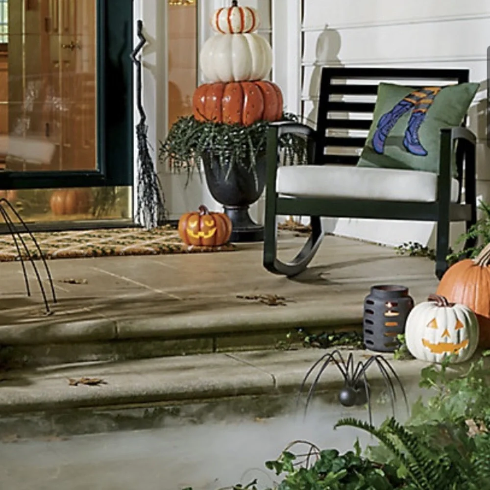 White and Yellow Halloween Pumpkin Decor